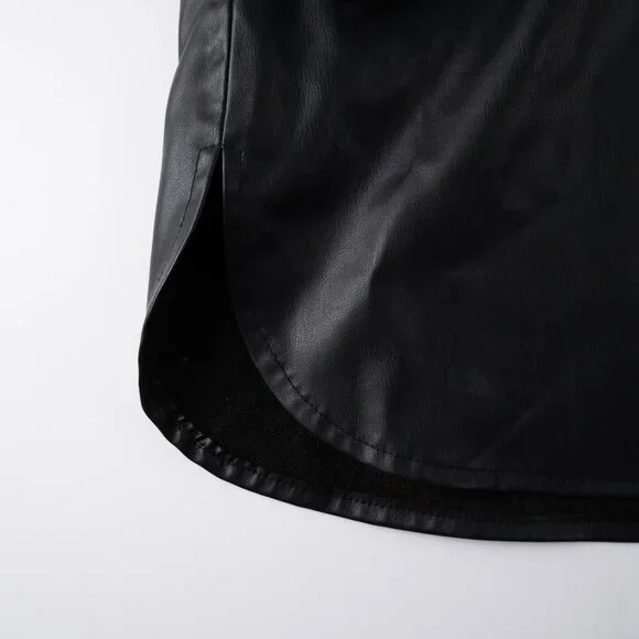 ZARA black faux-leather button up top size XL - Picture 6 of 9